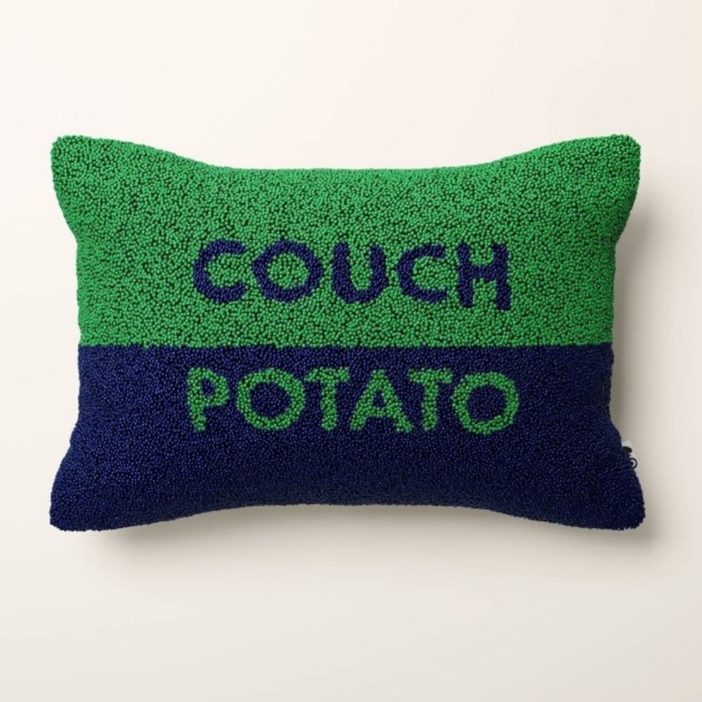 NEW Kate Spade x Target Couch Potato Blue/Green Beaded Toss Pillow